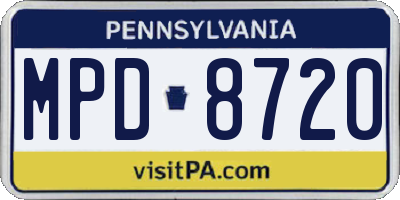 PA license plate MPD8720