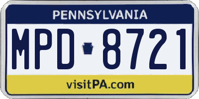 PA license plate MPD8721