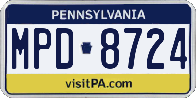 PA license plate MPD8724