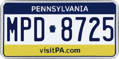PA license plate MPD8725