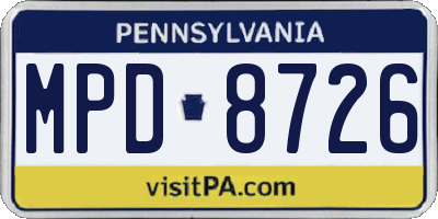 PA license plate MPD8726