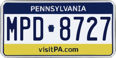 PA license plate MPD8727