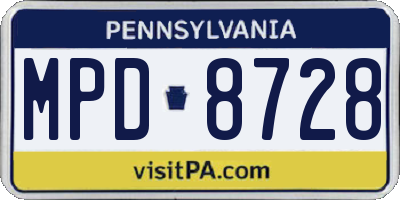 PA license plate MPD8728