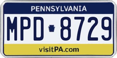 PA license plate MPD8729
