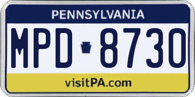 PA license plate MPD8730