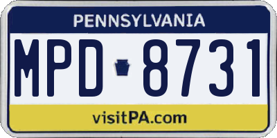 PA license plate MPD8731