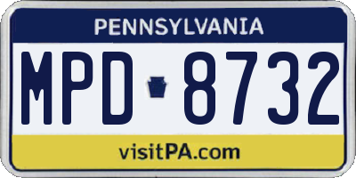 PA license plate MPD8732