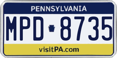 PA license plate MPD8735