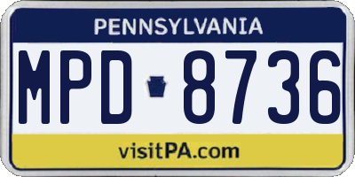 PA license plate MPD8736