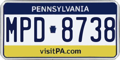 PA license plate MPD8738