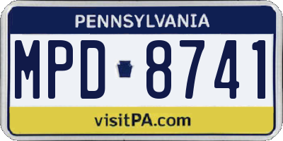 PA license plate MPD8741