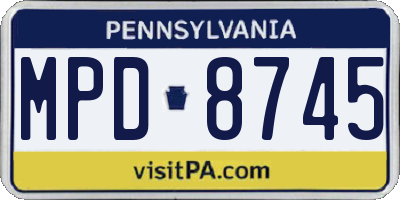 PA license plate MPD8745
