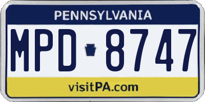 PA license plate MPD8747