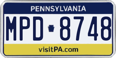 PA license plate MPD8748