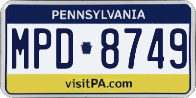 PA license plate MPD8749