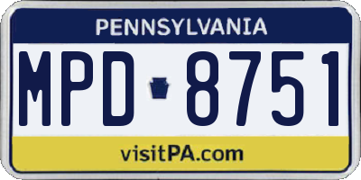 PA license plate MPD8751