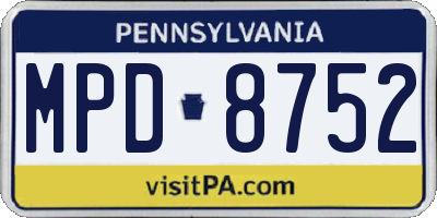 PA license plate MPD8752