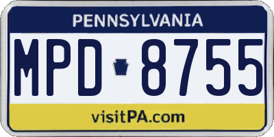 PA license plate MPD8755