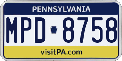 PA license plate MPD8758