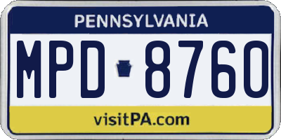 PA license plate MPD8760