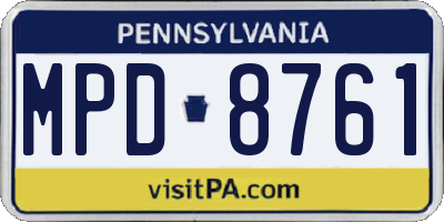 PA license plate MPD8761