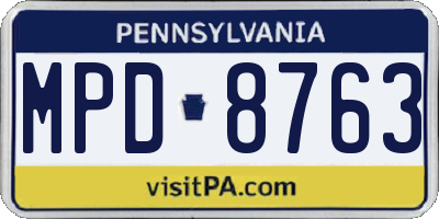 PA license plate MPD8763