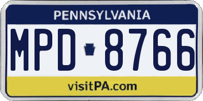 PA license plate MPD8766