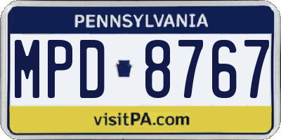 PA license plate MPD8767