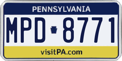 PA license plate MPD8771