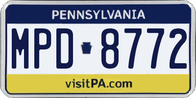 PA license plate MPD8772