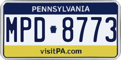 PA license plate MPD8773
