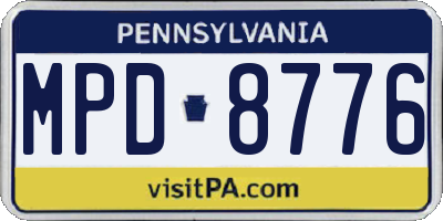 PA license plate MPD8776