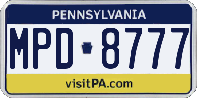 PA license plate MPD8777