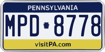 PA license plate MPD8778