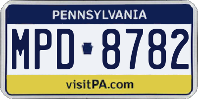 PA license plate MPD8782