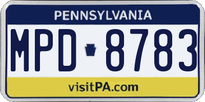 PA license plate MPD8783