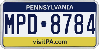 PA license plate MPD8784