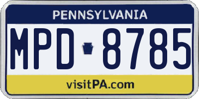 PA license plate MPD8785