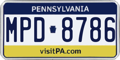 PA license plate MPD8786