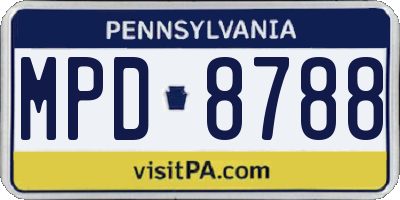 PA license plate MPD8788