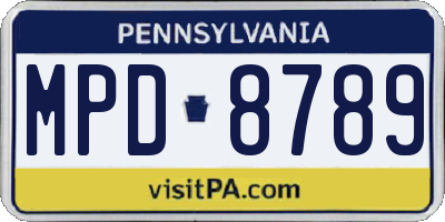 PA license plate MPD8789