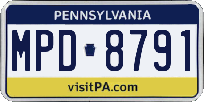 PA license plate MPD8791