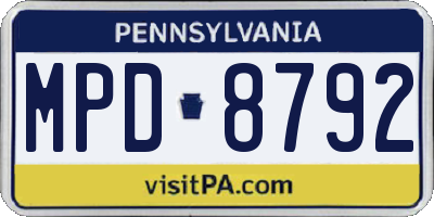 PA license plate MPD8792