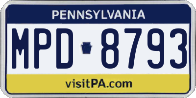 PA license plate MPD8793