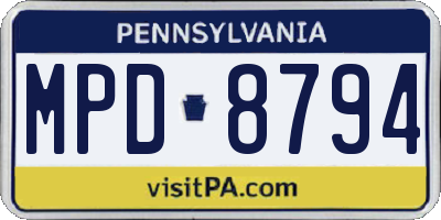 PA license plate MPD8794