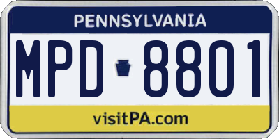 PA license plate MPD8801
