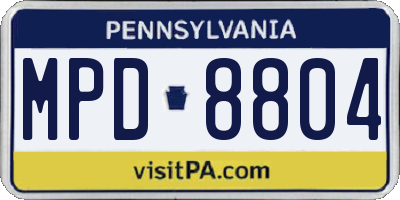 PA license plate MPD8804