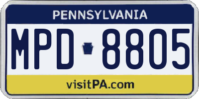 PA license plate MPD8805