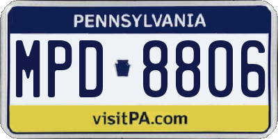 PA license plate MPD8806