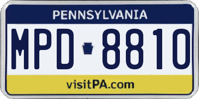 PA license plate MPD8810